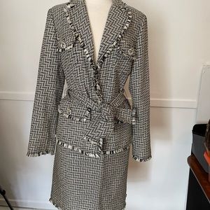 Randolph duke black and white skirt suit